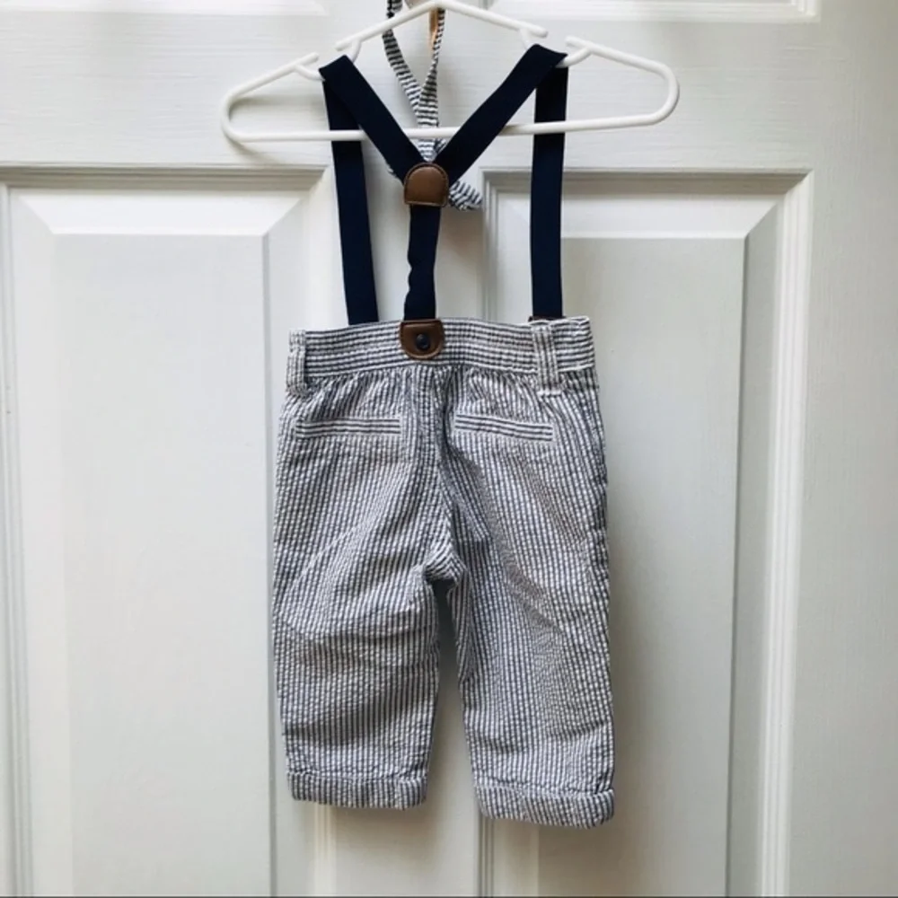 Gymboree Infant 3 piece Vest/Pants/Bowtie Pin Stripe Set-Size 3-6 Months